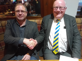  Kevin Guthrie was welcomed to Thursday's meeting by Rotary Club president Craig Bennet.